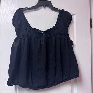 Old Navy Black Cap Sleeved Blouse